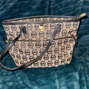 Michael Kors Tan and Brown Logo Tote / shoulder Bag